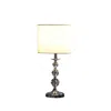 Homezia 20" Silver Bedside Table Lamp With White Drum Shade