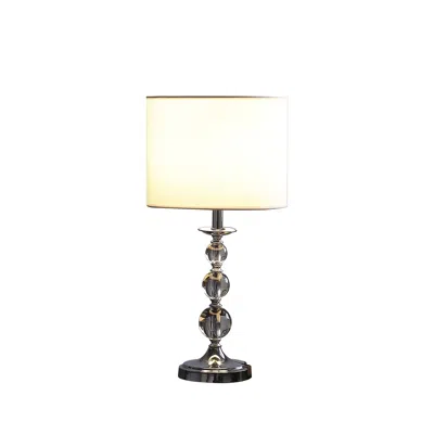 Homezia 20" Silver Bedside Table Lamp With White Drum Shade