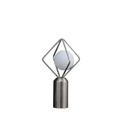 Homezia 20" Silver Geometric Pedestal Contemporary Table Or Desk Lamp In Metallic