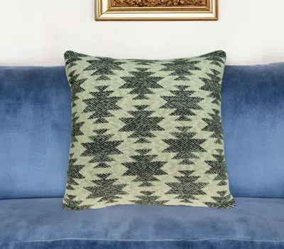 Homezia 20" Tan Cotton Throw Pillow In Green