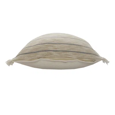 Homezia 20" Taupe And Dusty Blue Jute Throw Pillow