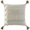 Homezia 20" Taupe And Ivory Herringbone Cotton Throw Pillow With Tassels