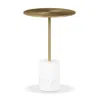 Homezia 20" White And Gold Steel Round Pedestal End Table