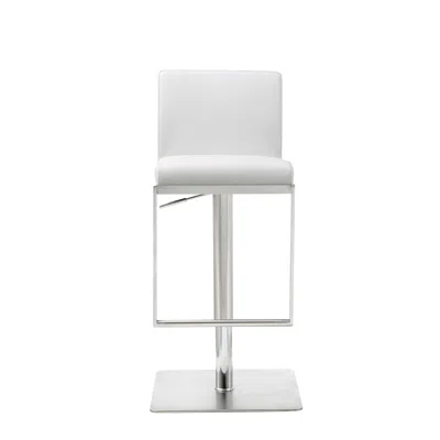 Homezia 20 " White And Silver Stainless Steel Bar Chair