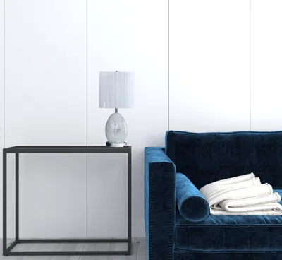 Homezia 20" White Luster Mirrored Glass Table Lamp With Night Light In Blue