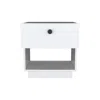 Homezia 20" White One Drawer Faux Wood Nightstand