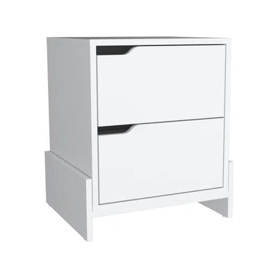 Homezia 20" White Two Drawer Faux Wood Nightstand