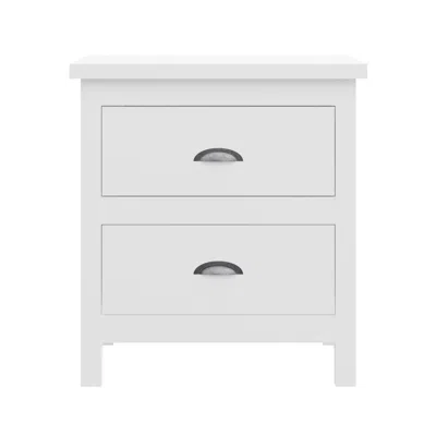 Homezia 20" White Two Drawer Nightstand With Solid Wood Top
