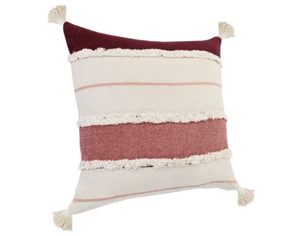 Homezia 20" X 20" 100% Cotton Striped Zippered Pillow In Multi