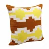 Homezia 20" X 20" Adobe Orange Yellow And White 100% Cotton Geometric Zippered Pillow