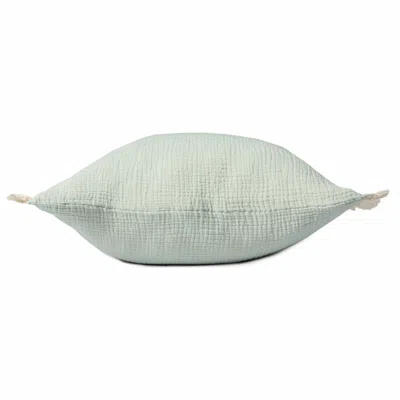 Homezia 20" X 20" Aqua Blue And Cream 100% Cotton Zippered Pillow