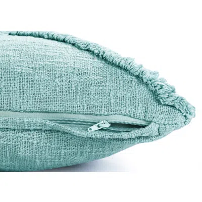 Homezia 20" X 20" Aqua Sky Blue 100% Cotton Geometric Zippered Pillow