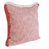 Homezia 20" X 20" Auburn Red And White 100% Cotton Geometric Zippered Pillow