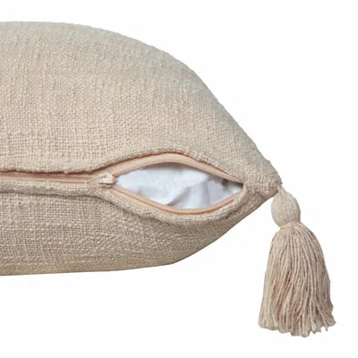 Homezia 20" X 20" Beige 100% Cotton Zippered Pillow