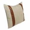 Homezia 20" X 20" Beige And Brown Linen Striped Zippered Pillow