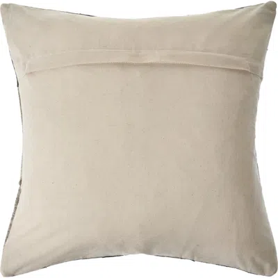 Homezia 20" X 20" Beige And Gray Striped Faux Leather Zippered Pillow
