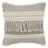 Homezia 20" X 20" Beige And Ivory Chevron Cotton Zippered Pillow With Fringe