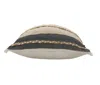 Homezia 20" X 20" Beige And Ivory Jute Striped Zippered Pillow With Fringe