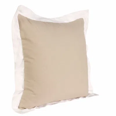 Homezia 20" X 20" Beige And White 100% Cotton Geometric Zippered Pillow