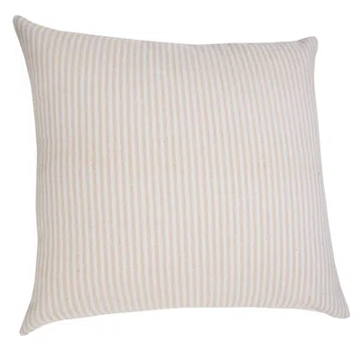 Homezia 20" X 20" Beige And White 100% Cotton Striped Zippered Pillow