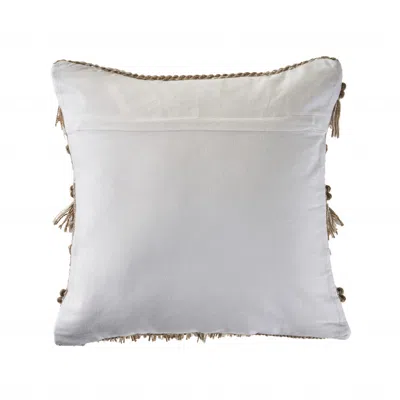 Homezia 20" X 20" Beige And White Polyester Geometric Zippered Pillow