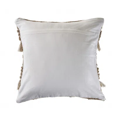 Homezia 20" X 20" Beige And White Polyester Geometric Zippered Pillow