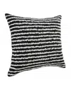 Homezia 20" X 20" Black And Cream 100% Cotton Striped Zippered Pillow