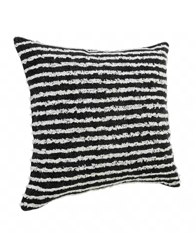Homezia 20" X 20" Black And Cream 100% Cotton Striped Zippered Pillow