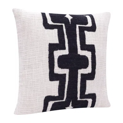 Homezia 20" X 20" Black And Ivory 100% Cotton Geometric Zippered Pillow