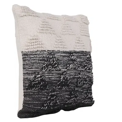 Homezia 20" X 20" Black And Off-white 100% Cotton Geometric Zippered Pillow