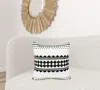 Homezia 20" X 20" Black And White 100% Cotton Geometric Zippered Pillow