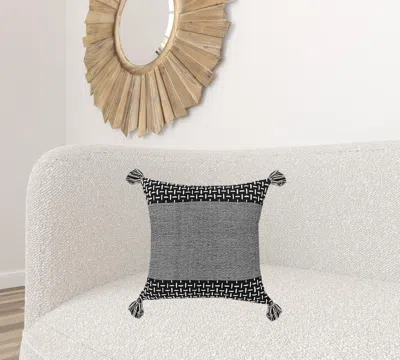 Homezia 20" X 20" Black And White 100% Cotton Geometric Zippered Pillow