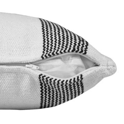 Homezia 20" X 20" Black And White 100% Cotton Geometric Zippered Pillow