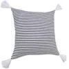 Homezia 20" X 20" Black And White 100% Cotton Striped Zippered Pillow