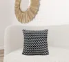 Homezia 20" X 20" Black And White Polyester Chevron Zippered Pillow