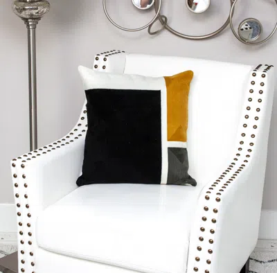 Homezia 20" X 20" Black And Yellow Geometric Zippered 100% Cotton Throw Pillow