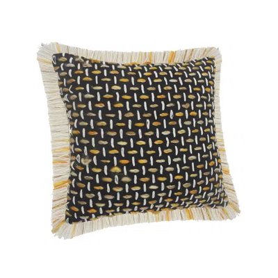 Homezia 20" X 20" Black Gold And White Polyester And Cotton Blend Geometric Zippered Pillow