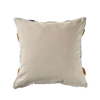 Homezia 20" X 20" Black Gray Yellow And Off-white 100% Cotton Geometric Zippered Pillow
