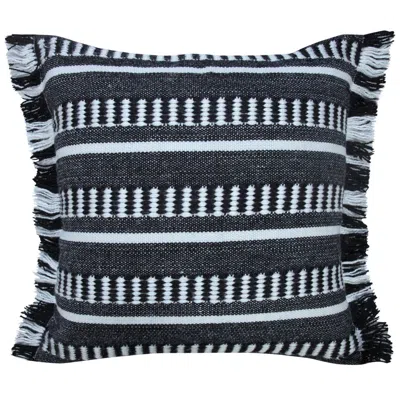 Homezia 20" X 20" Black Zippered Geometric Indoor Outdoor Throw Pillow