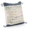 Homezia 20" X 20" Blue And Off-white 100% Cotton Abstract Zippered Pillow