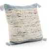 Homezia 20" X 20" Blue And Off White Abstract Cotton Pillow
