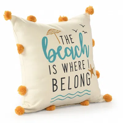 Homezia 20" X 20" Blue And Orange Polyester Tropical Zippered Pillow