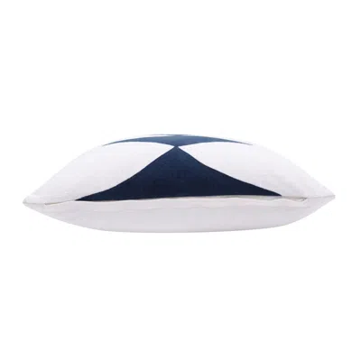 Homezia 20" X 20" Blue And White 100% Cotton Diamond Zippered Pillow