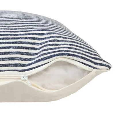 Homezia 20" X 20" Blue And White 100% Cotton Striped Zippered Pillow