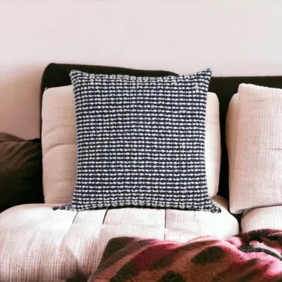 Homezia 20" X 20" Blue And White Weave Cotton Zippered Pillow In Multi