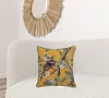 Homezia 20" X 20" Blue And Yellow Bird Floral Cotton Zippered Pillow With Embroidery