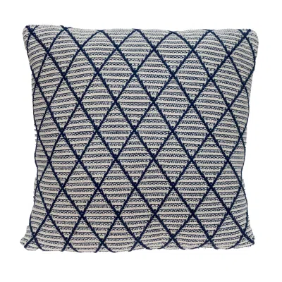 Homezia 20" X 20" Blue Argyle Transitional Accent Throw Pillow In Black