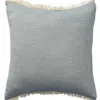 Homezia 20" X 20" Blue Cotton Zippered Down Pillow With Fringe