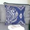 Homezia 20" X 20" Blue Geometric Polyester Zippered Pillow With Beads
