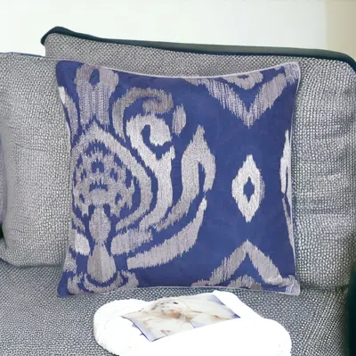 Homezia 20" X 20" Blue Geometric Polyester Zippered Pillow With Beads